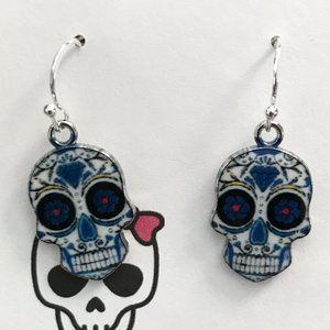 Sugar Skull Sterling Silver Earrings